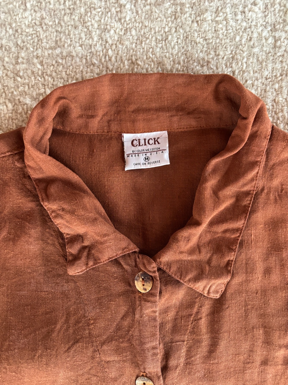 Vintage Cropped Linen Button Down - Picture 2 of 6